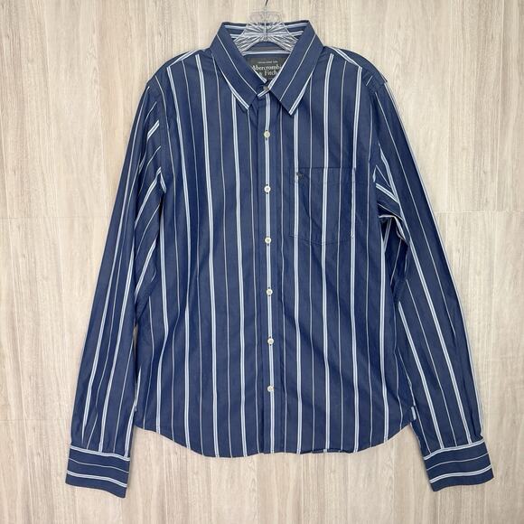 Abercrombie & Fitch Shirt Men XL Muscle Shirt Striped Button Down Long Sleeve - Picture 12 of 12